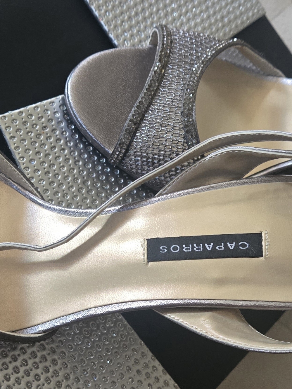 Caparros Metallic Gunmetal Slingback Heels